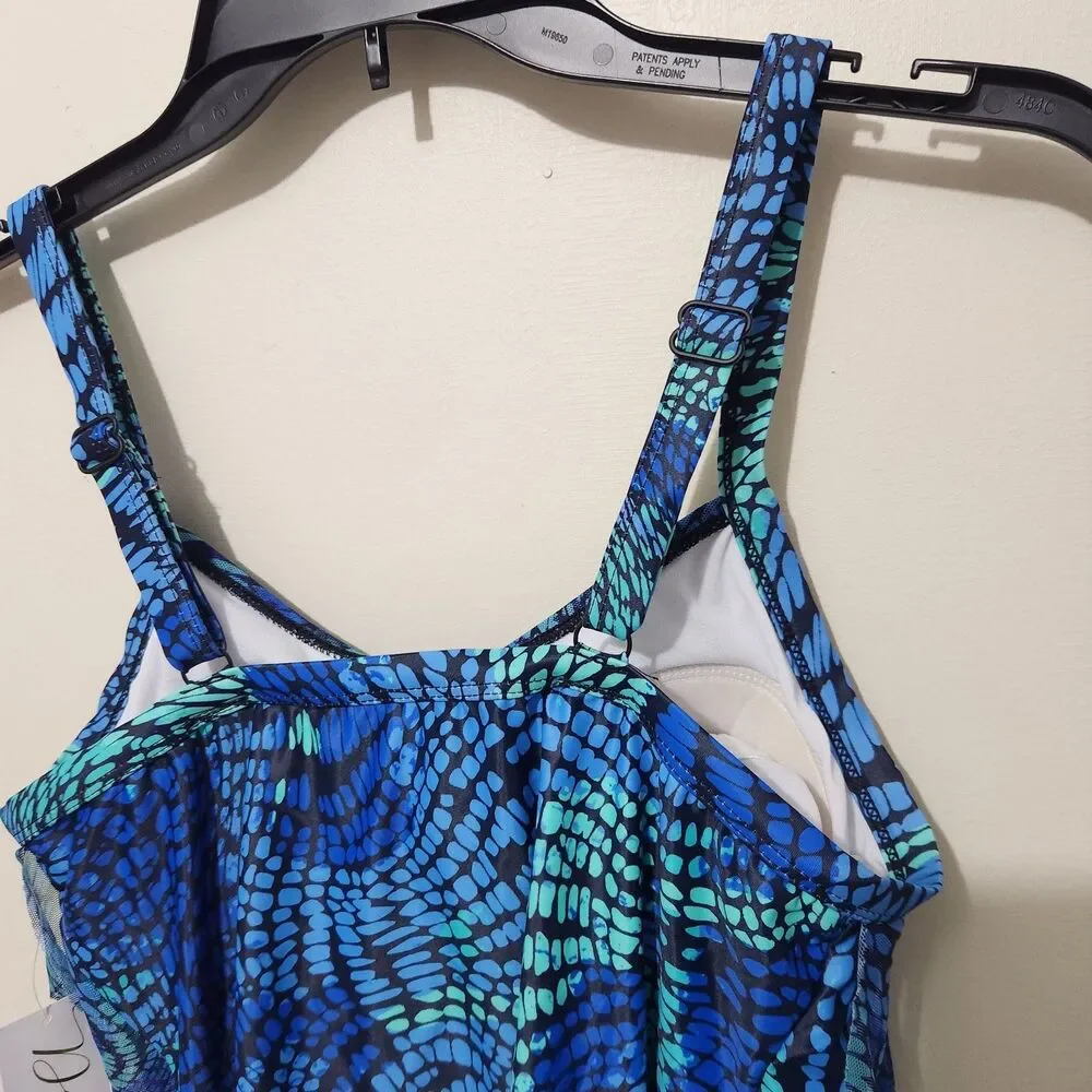 Del Raya Tankini Top Size 10 Blue Layered - Picture 5 of 12